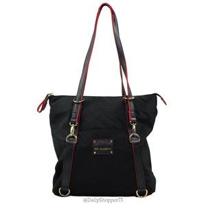 Big Buddha Women's Black "Luke" Nylon Faux Leather Convertible Tote Bag Backpack